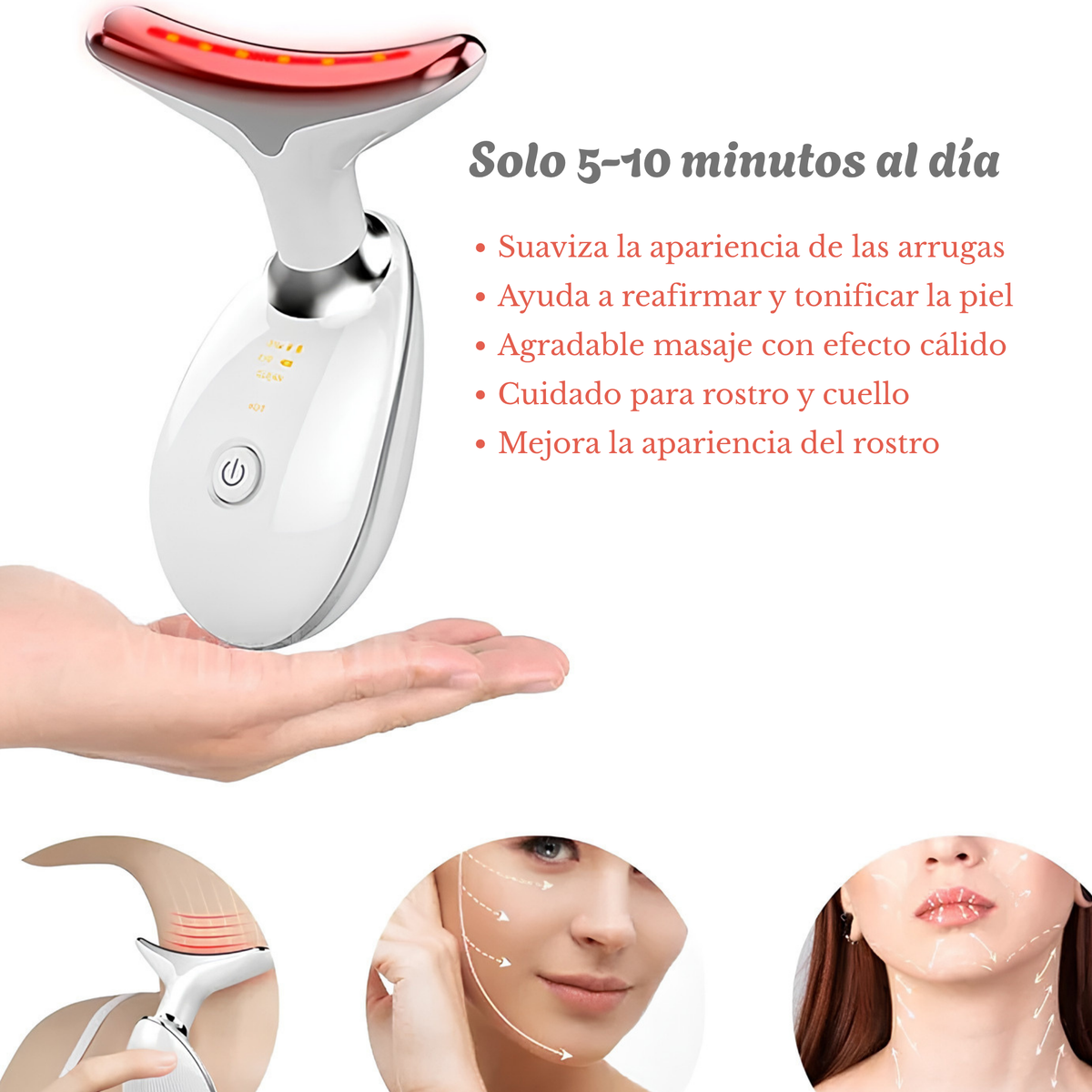 Lifting facial, 7 colores, dispositivo de belleza, removedor de arrugas faciales.