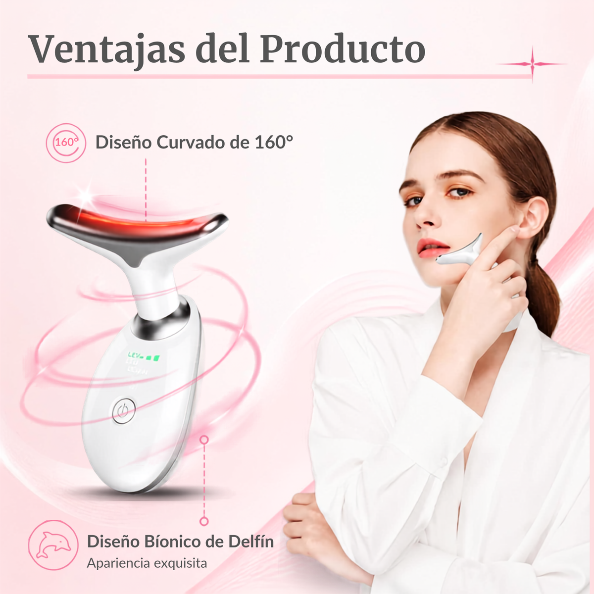 Lifting facial, 7 colores, dispositivo de belleza, removedor de arrugas faciales.
