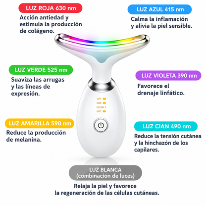 Pure Aura Micro Glow – Masajeador facial y de cuello con 7 colores LED
