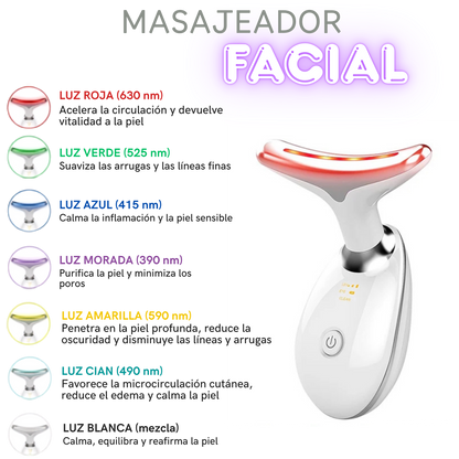Lifting facial, 7 colores, dispositivo de belleza, removedor de arrugas faciales.